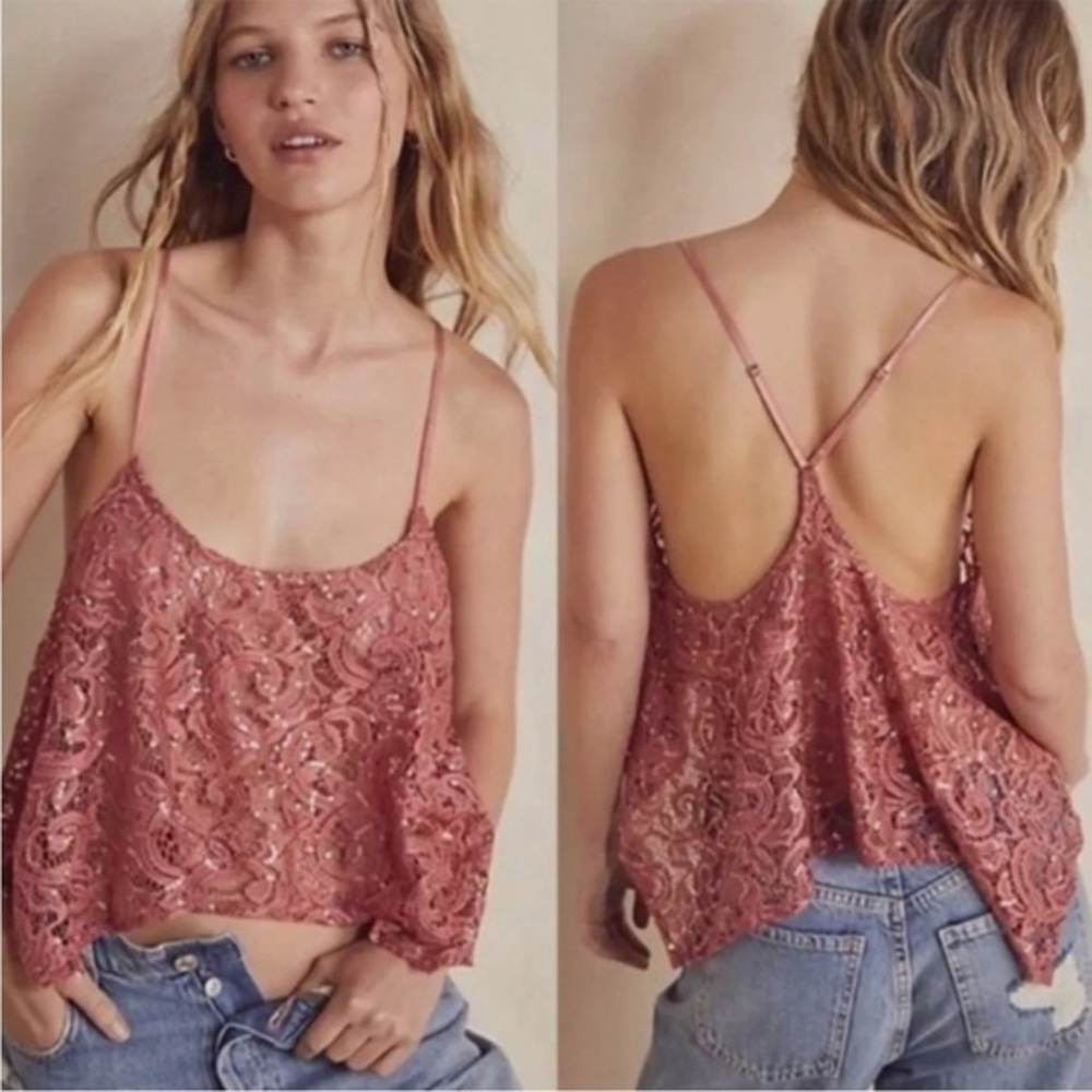 Free People Pink Lace Camisole